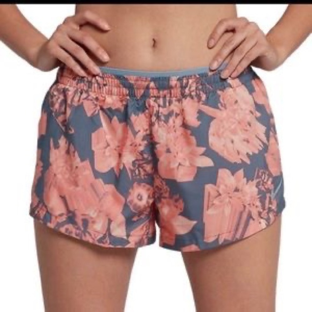 Nike Pink Floral Dri-Fit Running Shorts S